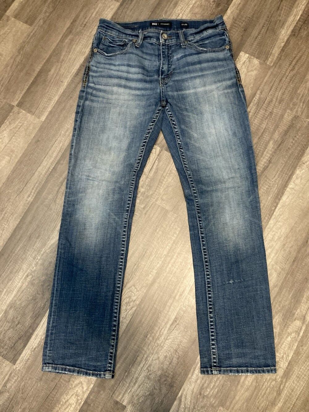 BKE Jake Straight Jeans Mens 31x31.5 Blue Straight Medium Wash Stretch Faded